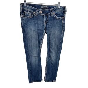 Silver Womens Tuesday 16.5" Capri Jeans Low Rise Denim Skinny Blue Size 28
